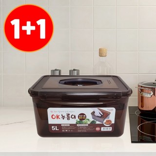 [1+1] 오해디랩 누름판 김장 김치통 진공 발효숙성 밀폐용기, 1세트, 5L