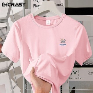 IMCRASY涼感冰絲短袖t恤男士2025新款夏季薄款體恤速乾透氣男寬鬆