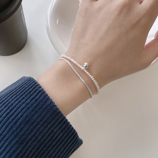 鴻利首飾廠 簡約輕奢波光粼粼雙層珍珠手鏈 ins風新款小衆設計飾品