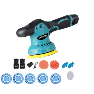 KOMORI 森森機具 12V5吋無線打蠟機含2電1充 汽車美容/打蠟機/DA機/鍍膜機/除玻璃油膜/拋光機/附多種拋光盤, 5吋DA八檔位[2電1充]