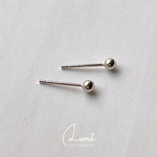 ALUMI 純銀耳釘 S925純銀 小圓珠 小方塊 耳針 耳環 飾品 養耳棒 純銀耳環