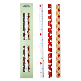 플라잉타이거 코펜하겐 크리스마스 포장지 3종 세트 산타 눈사람 오너먼트 홈 파티 선물 포장, 1세트