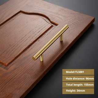 實心黃銅家具櫥櫃拉手 廚房金色拉絨抽屜拉手 銅家具五金拉手抽屜, 96毫米, 1個