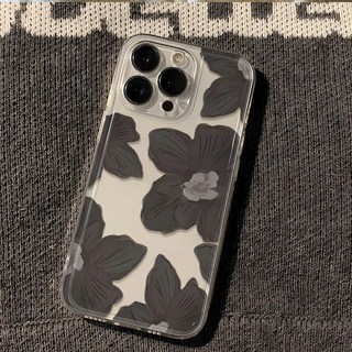 簡約末路之花 手機殼，適用於 iPhone 15/14/13/12/11/XS Max，透明軟殼, 1個, 全包透明-末路之花1蘋果14plus