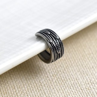 羽毛層層疊鋼製夾式耳環 NDF102