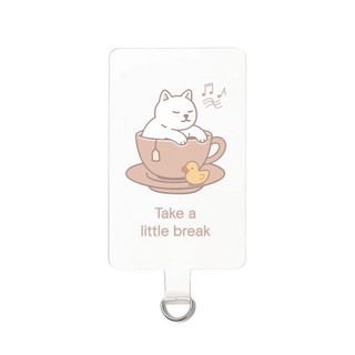 【ekax】果凍貓咪造型手機掛繩夾片 手機墊片 掛片 造型夾片, 1個, 小憩時光-白貓與鴨