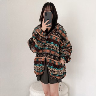 보온성 [오버핏 남녀공용] 노르딕 무드 엘리펀 후리스 후드 점퍼