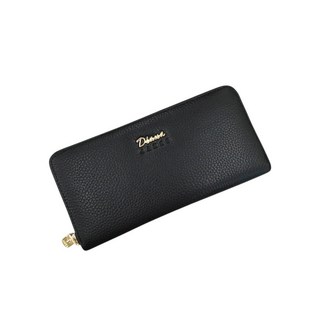 Diana 黛安娜 真皮單拉鍊長夾 牛皮材質 黑色小款 尺寸19x9.5x2.5公分