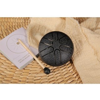 迷你空靈鼓 碳鋼材質 療癒純淨音色 口袋樂器 柚子樂器, 1個, 3吋6音-黑色