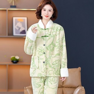 【給父母的溫暖】睡衣女秋冬中老年加厚套裝媽媽奶奶保暖長袖春秋婆婆珊瑚絨法蘭絨
