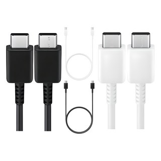 [1+1] 삼성정품 초고속충전 케이블 C to C 타입 최대 60W PD 충전지원 데이터 통신 케이블 2개입 1.8 미터 갤럭시 스마트폰, 1.8m, 블랙+화이트, 1개