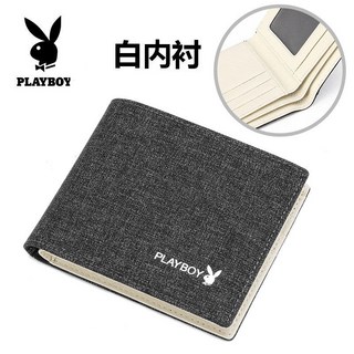 Playboy花花公子男士錢包短夾，新款帆布休閒簡約零錢包錢夾，台灣出貨