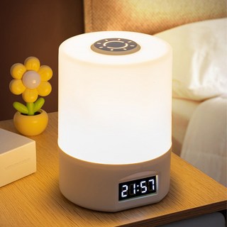 伊德萊斯 LED觸控小夜燈 時鐘顯示 USB充電戶外氛圍燈 床頭燈 起夜哺乳燈 護眼檯燈, 白色
