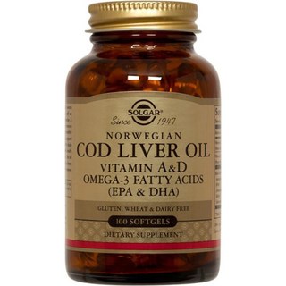 SOLGAR 維他命A&D鱈魚肝油無糖軟膠囊, 100顆, 1罐