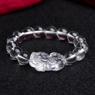 白水晶貔貅手鍊：淨化磁場、療癒開運水晶礦石手串，閨蜜生日聖誕禮物首選
