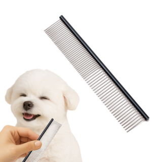 키앤 정전기방지 저자극 반려동물 콤 브러쉬, 1개, 블랙