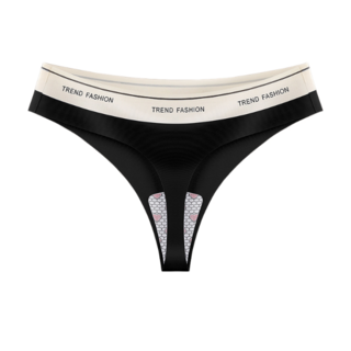 【OniWear】 冰絲無痕丁字褲 運動瑜珈隱形三角褲 /女生內褲 丁字褲 運動丁字褲 T字褲 無痕丁字褲 運動內褲, 黑色,2XL【65-75公斤】