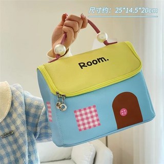 韓式時尚小房子化妝包 大容量分區收納 旅行洗漱包 防水化妝包 收納包 手提包