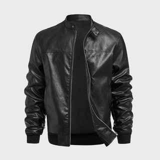 남성용 스탠드 칼라 가죽 재킷 봄과 가을