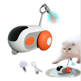 고양이 장난감 스마트 자동차 리모컨 스마트자동 2IN1 자동장난감 고양이용 자동 이동식 자동차 장난감, 오렌지B, 1개