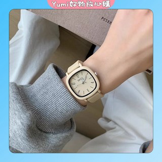 MIQI 韓系學院風方形手錶 2024新款時尚靜音指針錶 學生考試適用