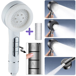 포미온 강력한 수압조절 필터 샤워기헤드, 화이트, 1개