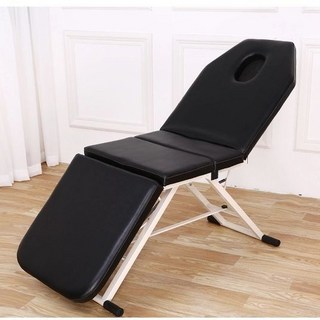 可折疊美容按摩床：紋繡美體理療推拿多功能按摩床、紋身美容床，舒適親膚可調節高度, 1個, 黑色PU, 黑色PU
