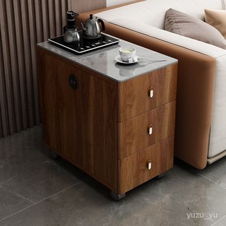 新品 輕奢沙髮邊櫃客廳可移動角幾簡約現代移動小茶幾巖闆邊幾櫃側邊櫃 IYGE, 三抽奶白色【送貨】,60*30（無門）不能放桶, 1個