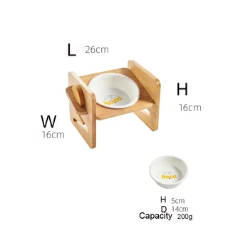 반려견 고양이 식기 받침대 높이 조절 가능 대나무 사료 및 물 그릇 스탠드