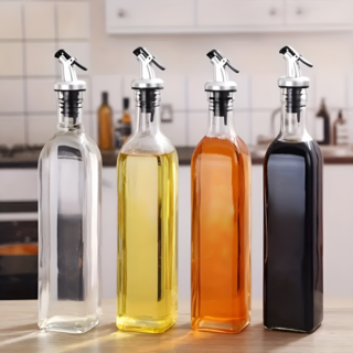 주방 필수템 슬림 유리 오일병 간장병 소스병 4p 세트, 1세트, 500ml