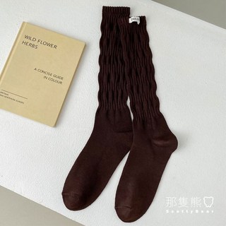 ScottyBear 復古風 繡標 高筒 堆堆襪 長襪 棉襪