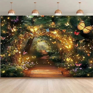 배경 배너 꿈꾸는 숲 조명 나비 패턴 파티 장식 적합, 03 180X110, 01 MULTI