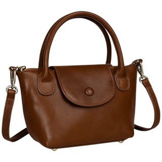 MDMS 春夏百搭小方包 毛球吊飾兩用女包 日系小廢包手提斜背包 小巧復古甜美風, 棕色 送掛件