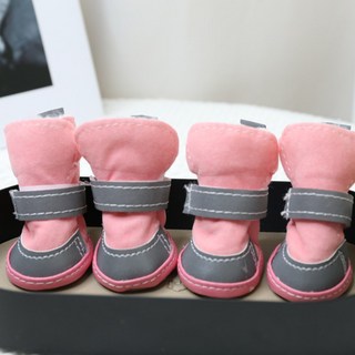 FX00177 애견 반려견 신발 겨울 강아지 방수 미끄럼 방지 슈즈 털신발 초경량 양털 산책 야외 발보호 말랑화 부츠, 브라운, 1개