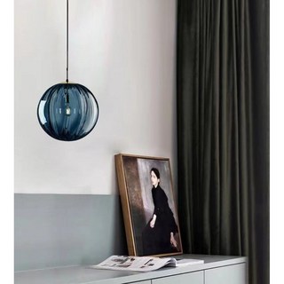 燭光燈飾 波紋吊燈 玻璃吊燈 輕奢吊燈 餐廳吊燈 床頭吊燈 北歐吊燈 水波紋吊燈 咖啡廳吊燈, 藍色,20公分