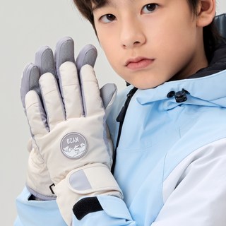 NY20 패밀리 주니어 어린이 학생 스마트터치 방수 겨울 방한 스키 보드 캠핑 장갑 NY-B2376, 아이보리, 1개