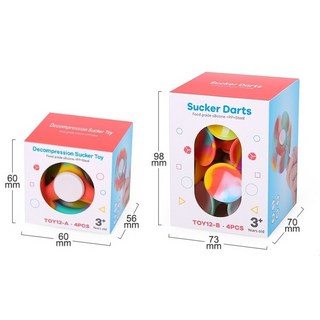 矽膠吸盤指尖陀螺 吸盤飛鏢 兒童益智玩具 轉轉樂 減壓玩具 送禮, 大號吸盤陀螺(彩盒4入組), 大號吸盤陀螺(彩盒內涵4個)