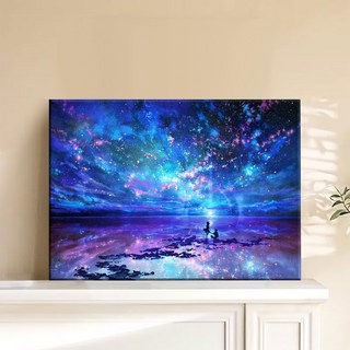 Rakumin DIY 보석십자수 액자 세트 캔버스형 50 x 40 cm, 1개, BTS10-찬란한 별빛 하늘