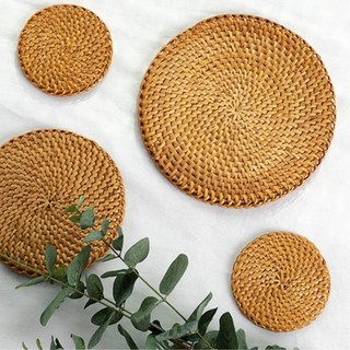 카페 찻집 내추럴한 라탄티코스터 프라이팬 주방냄비받침 내열 식당 식탁, 1개