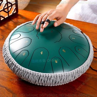 巨匠工廠空靈鼓樂器15音，新手入門樂器，成人學生適用，附贈鼓槌樂譜, 1個, 【14寸15音D調】手工編繩+曲譜+配件,藍色