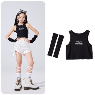 아동방송댄스복 주니어 댄스복 댄스의상 무대 공연 초등학생 크롭티 소매있는 나시 탑