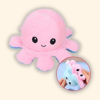 (수담스토어) 키즈 뒤집는 양면 봉제인형 감정애착 양면 문어인형 18 13cm, 9퍼플그린