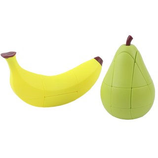 투데이리빙 2종 세트 과일 큐브 복숭아 바나나 사과 배 모양 특이한 cube 키덜트 장난감 스피드 큐빙 블록 맞추기 취미 활동 스트레스 해소, 2개, R98524A(바나나+배