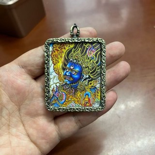 【甜蜜cosmetics】西藏手繪描金大黑天黑財神龍五爺立體唐卡藏式嘎烏盒槓吊墜隨身佛, 1個, 描金吊墜(大黑天)新款帶繩06