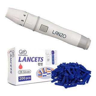 사혈기+채혈침200개 세트 무통 채혈기 혈당 측정기 수지침 손따는침 병원 한의원 약국, 1개