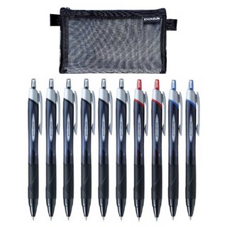 유한회사고루담 uni 제트스트림 단색 볼펜 SXN 150 0.38 0.5 0.7 1.0 10p (메쉬 파우치 포함), 1개, 0.38(흑6-청2-적2)10개+메쉬필통