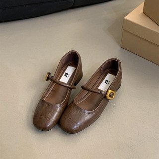 HAM 펌프스 여성 통굽 봄가을 작은 구두 빈티지 미들 굽 메리제인 슈즈