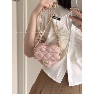 新款韓國愛心迷你包包，2023夏季新款潮單肩斜挎包，小香風菱格鏈條包