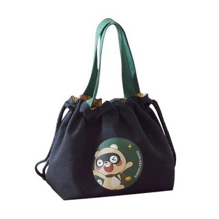 帆布飯盒包便當包袋大容量手提便當袋學生帶飯高顏值, 黑色齜牙熊貓, 1個
