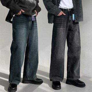 [숏 기본 롱/S~3XL] 남자 스판 워싱 와이드 데님 청바지 진청 연청 흑청 블랙진 세미와이드 밴딩 데님 6594